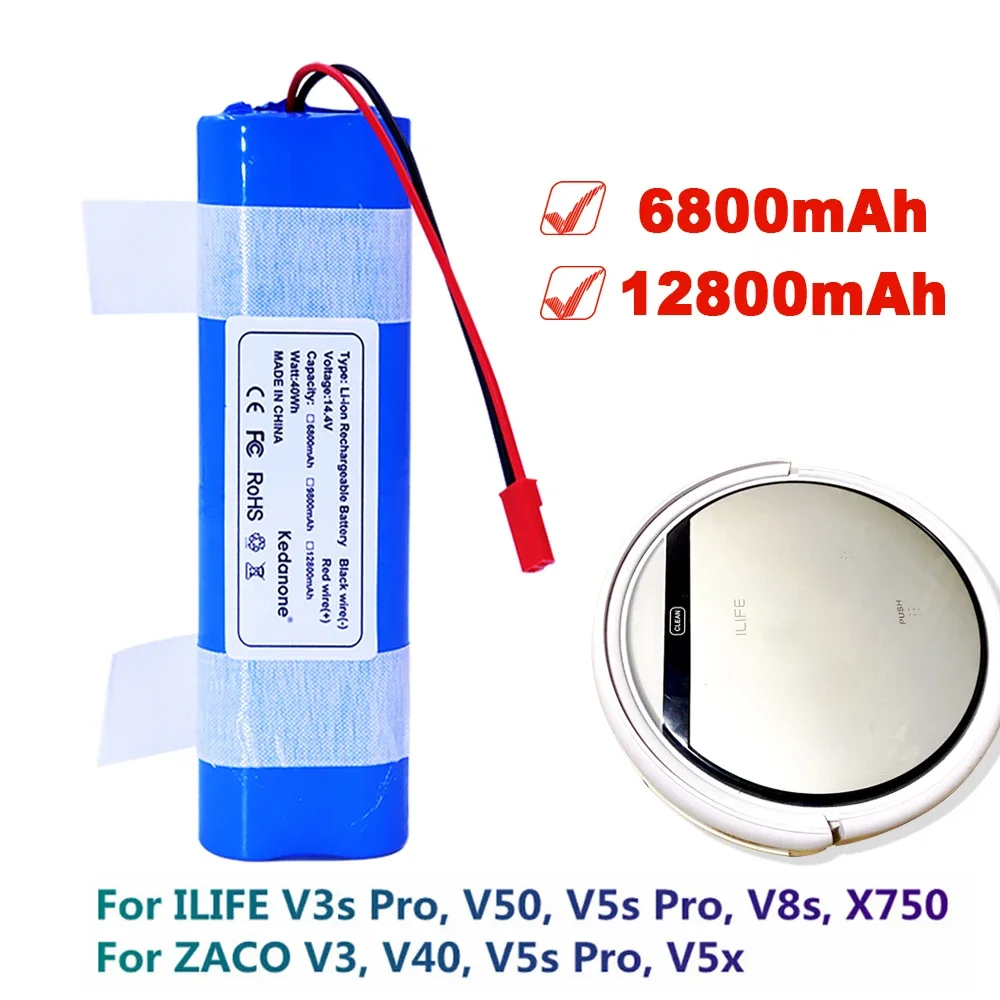 

High quality 14.8V 6800mAh 12800mAh Lithium Battery for ilife V5 V5s V50 V3 plus v3s pro Robot Vacuum Cleaner ilife v5s pro