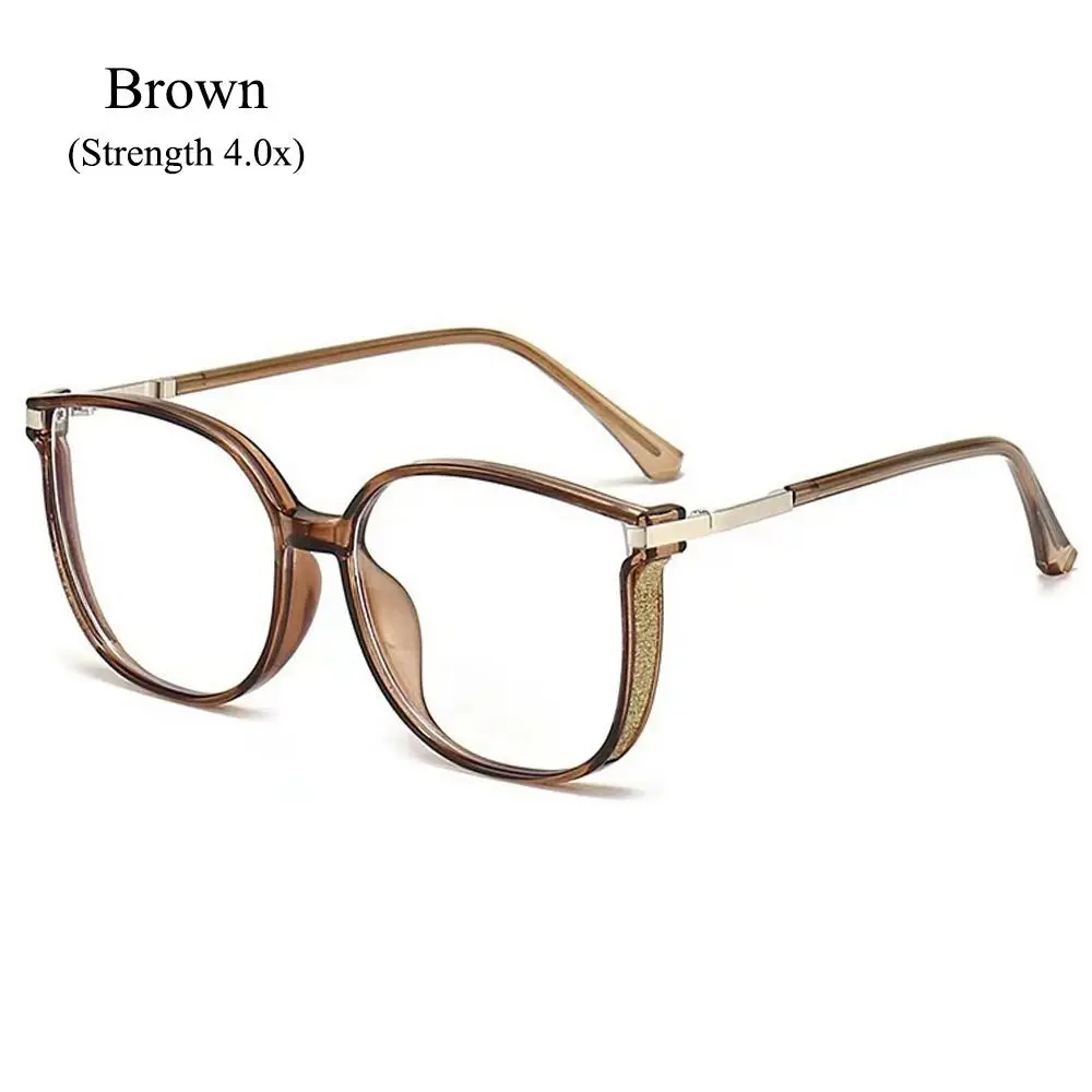 

Sparkling Blue Light Blocking Women's Reading Glasses Oversized Frame Metal Frame Presbyopia Eyeglasses Bling Diamonds