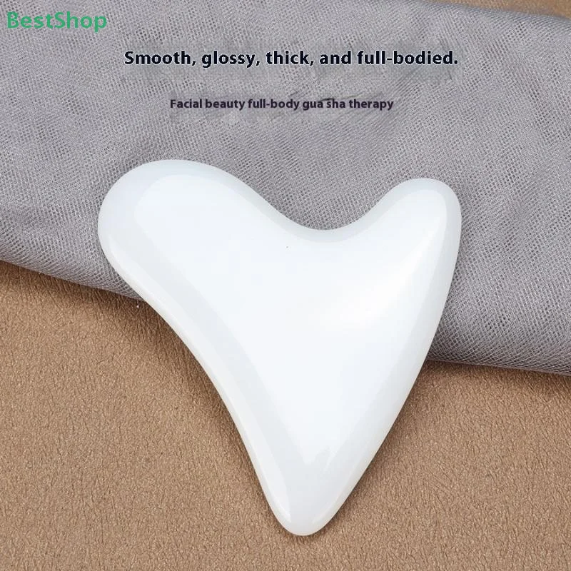 ❤White Heart-shaped Gua Sha Board For Facial Beauty & Eye Tendon Scraping Massage, Full-body Universal, Lifting & Firming
