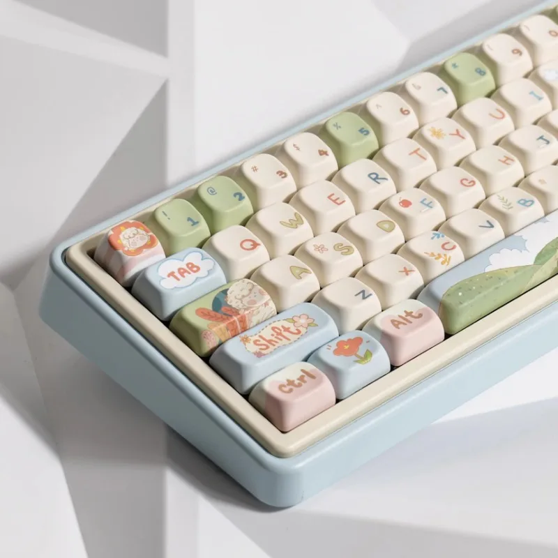 

Fat Sheep Picnic Keycaps 141 Keys PBT Thermal Sublimation Customized FOA/MDA/XOA Profile Keycaps Mechanical Keyboard Accessories