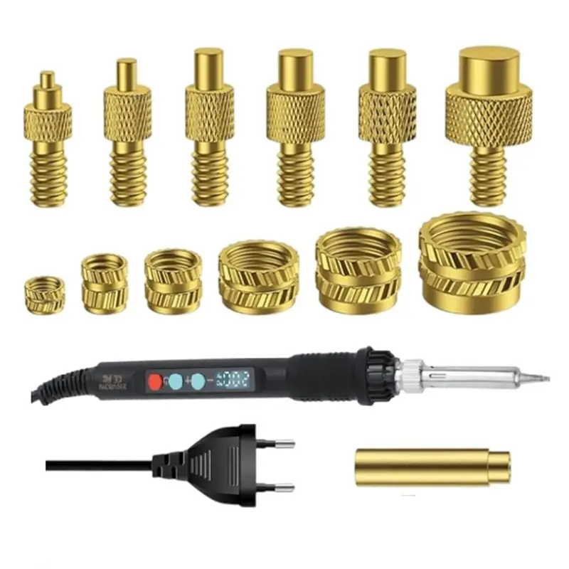 SYW-80W LED Soldering Iron With Temperature Control And 130 Piece Thread Insert Set EU Plug