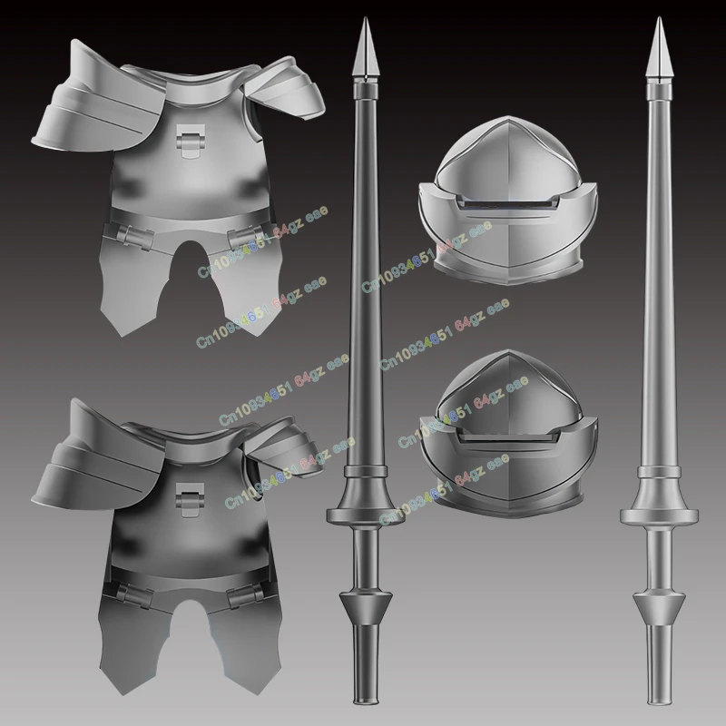 YL012 011 Grey Heavy Armor Knights Medieval militia Soldiers mini Building Blocks Accessories Models Children's Toys GIfts