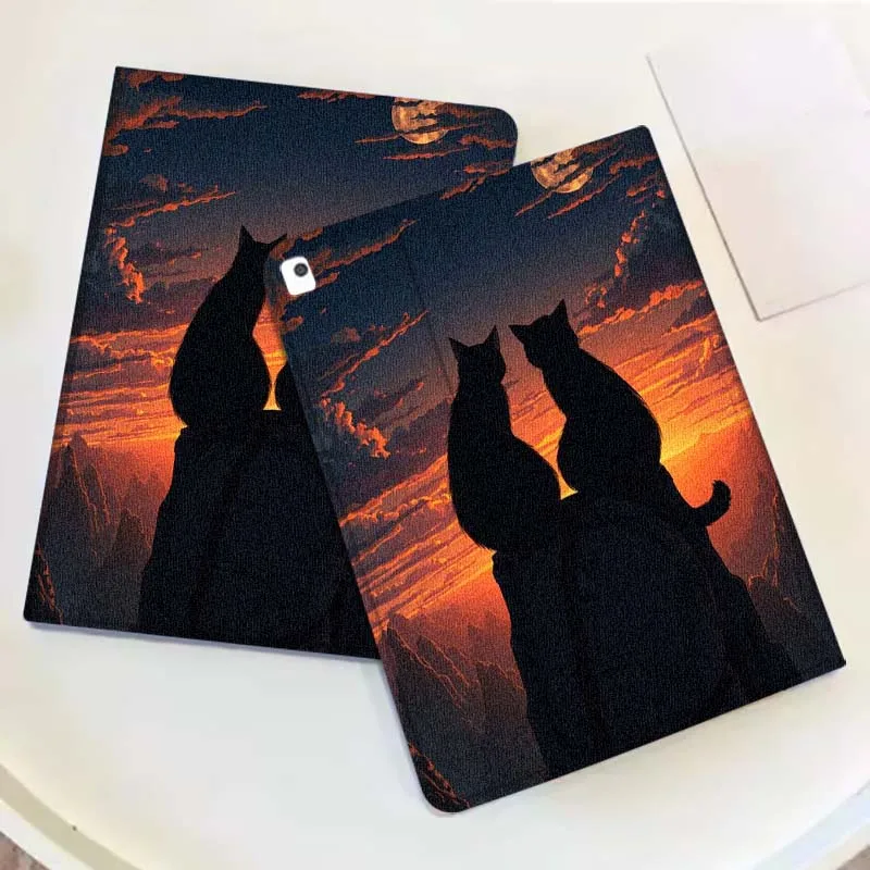 Cartoon Pink Window Rain Cat For iPad Pro Mini Air 1 2 3 4 5 6 7 10 11 th 8 9 gen 11 M4 M5 Foldable Tablet Case Cover