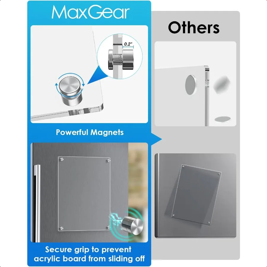 Small Magnetic Dry Erase Board for Refrigerator 12"X 8" Acrylic Magnetic Whiteboard for Fridge Clear White Board Kitchen Menu B