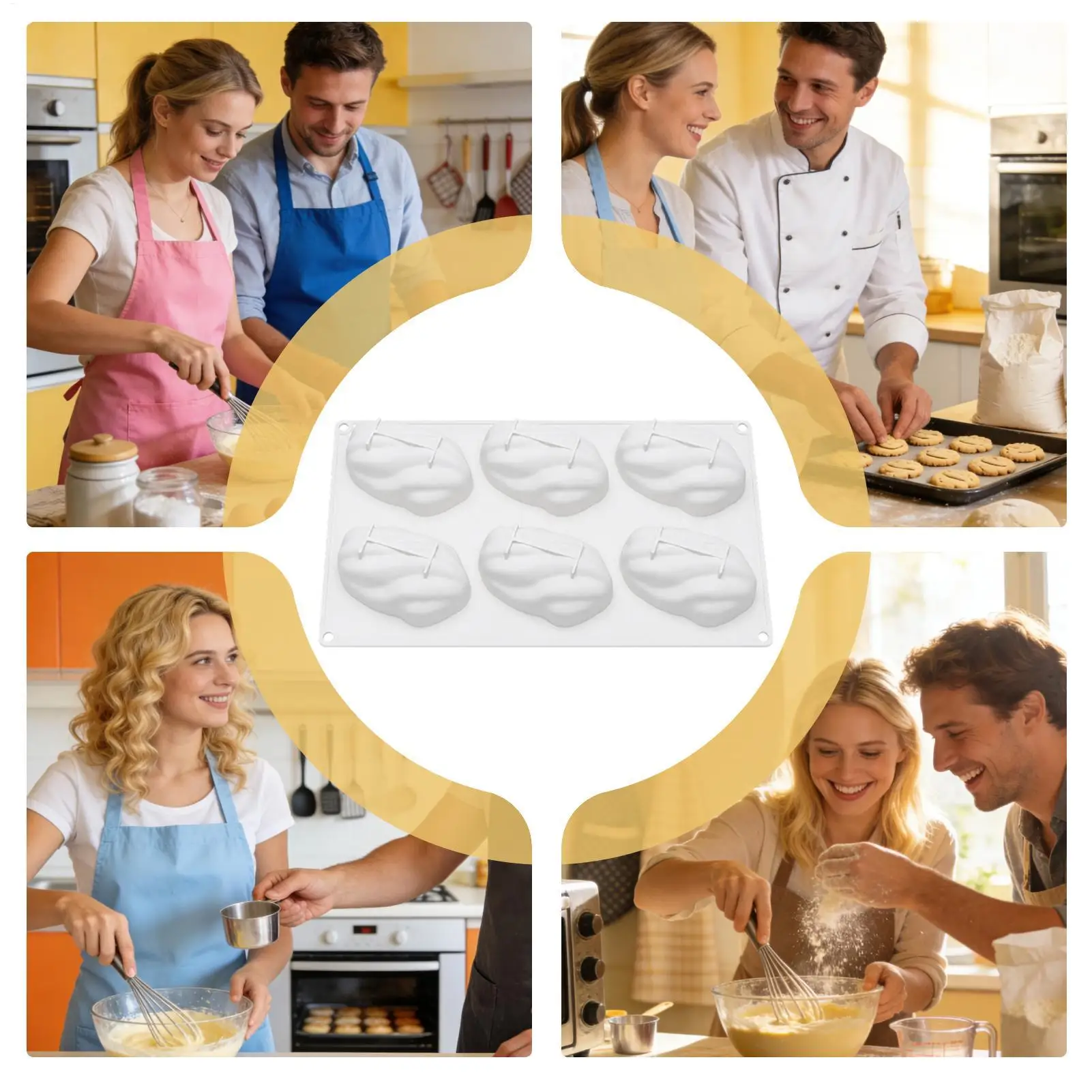 Moldes para hornear con forma de nuez 3D, molde para gelatina con 6 cavidades, moldes para repostería para el hogar, cocina, repostería, panadería, restaurante, cafetería
