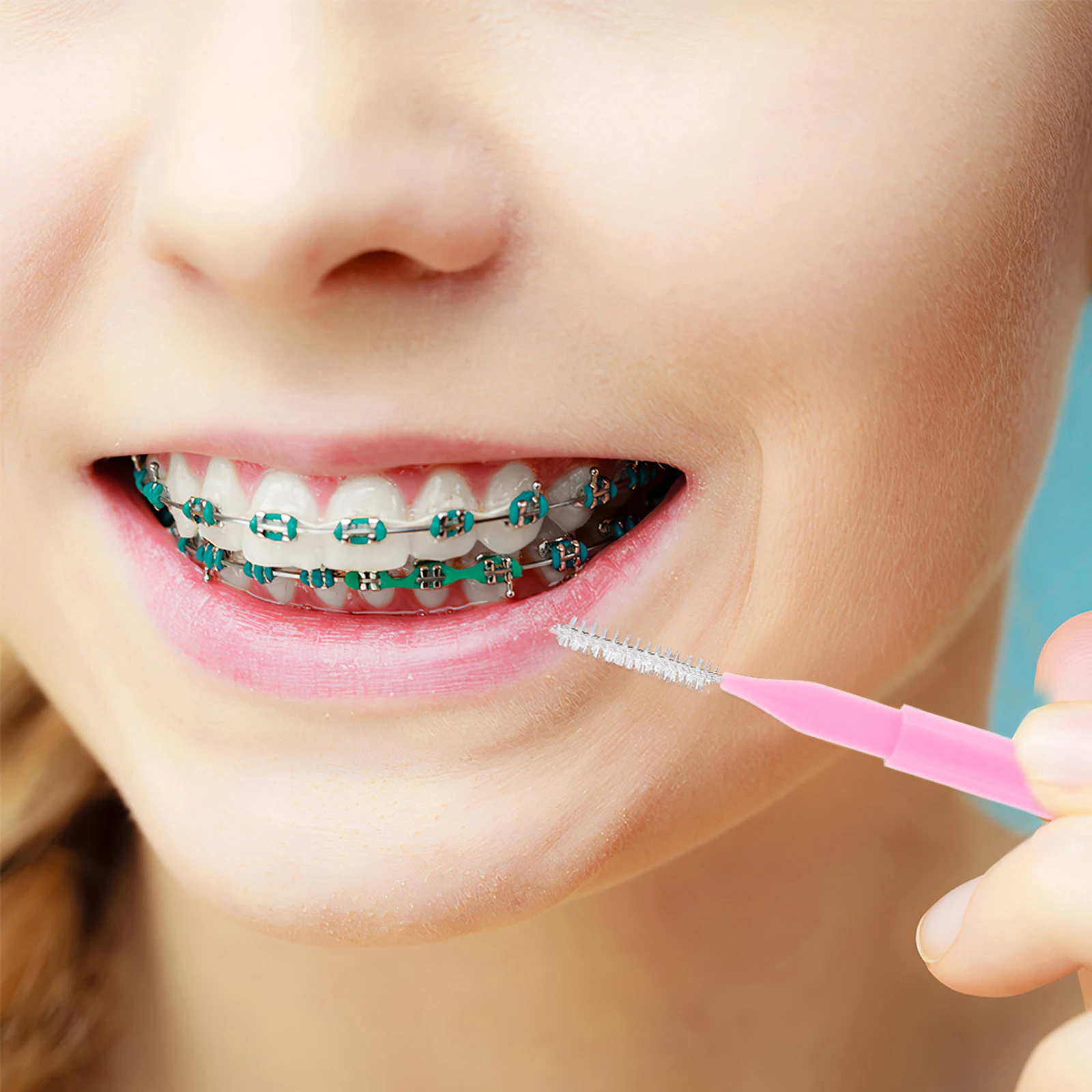 

100pcs Interdental Cleaning Brush Portable for Braces Between Teeth Wide Green Travel Toothbrush Oral Hygiene Tools