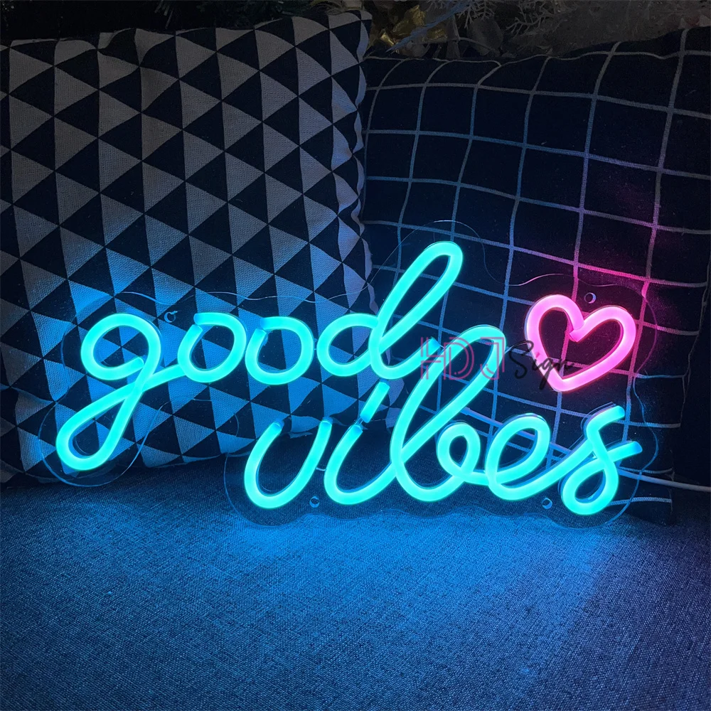 Good Vibes Neon Sign Pink Bedroom Decor Room Wedding Decor Wall Sign Led Neon Light Home Decor Birthday Gifts Neon Night Lights