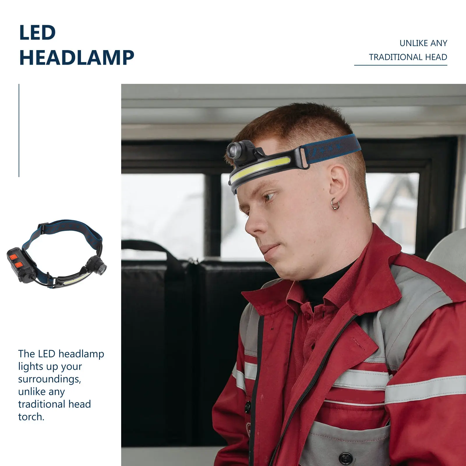 Rechargeable LED Inductive Headlamp USB Charging Waterproof Outdoor Fishing Running Night Light Bright Adjustable Cob Sensor