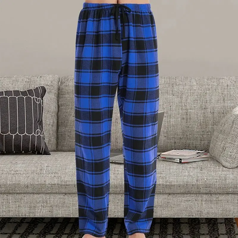 

New Men's Plaid Pajamas Loose Casual Pants Faion Home Wear Autumn Season Seven Sve Length No Brand Registered Trademark