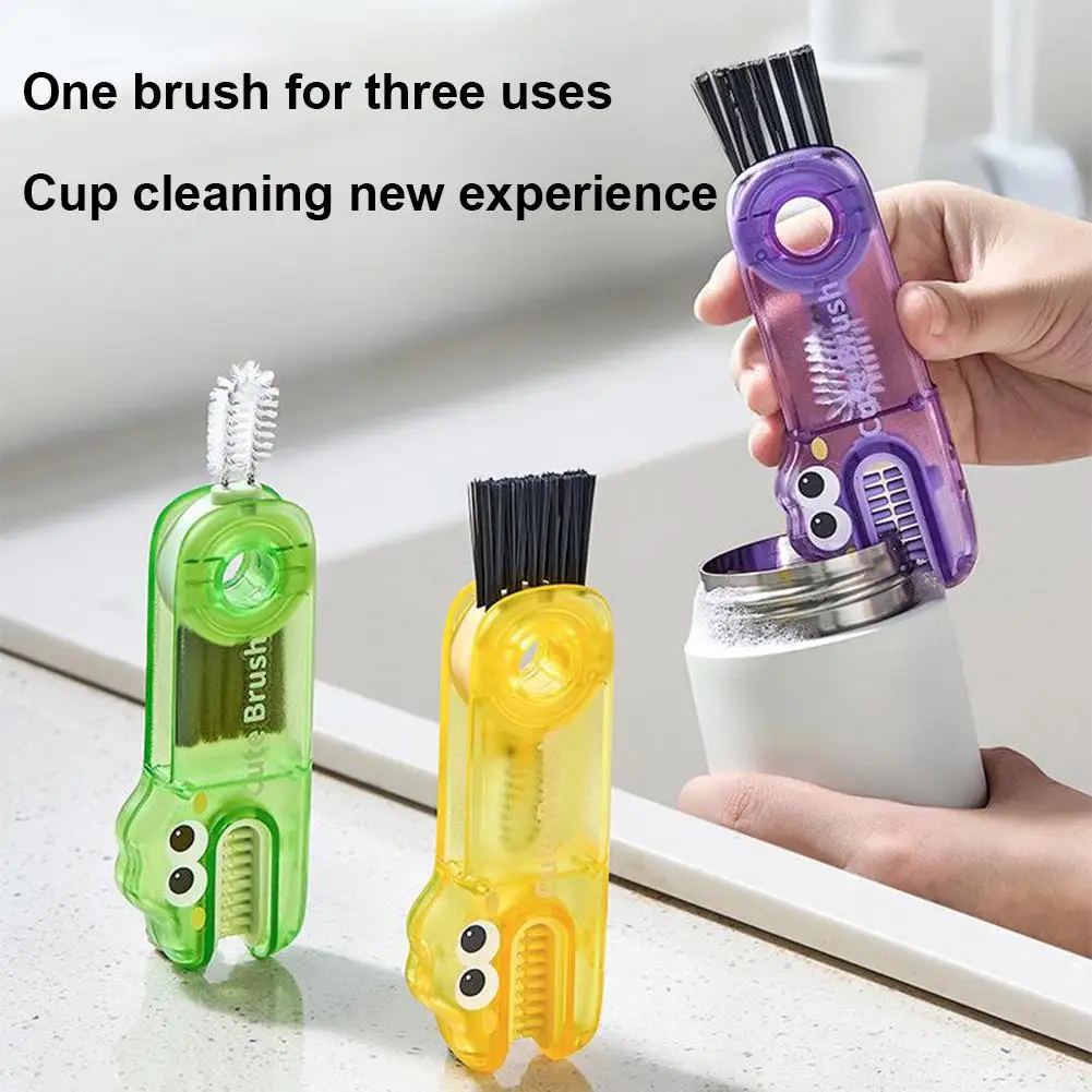 Cup Lid Brush Multi-functional 3in1 Cup Lid Gap Cleaning Brush Insulation Bottle Cleaning Tools Tiny Bottle Cup Lid Detail Brush