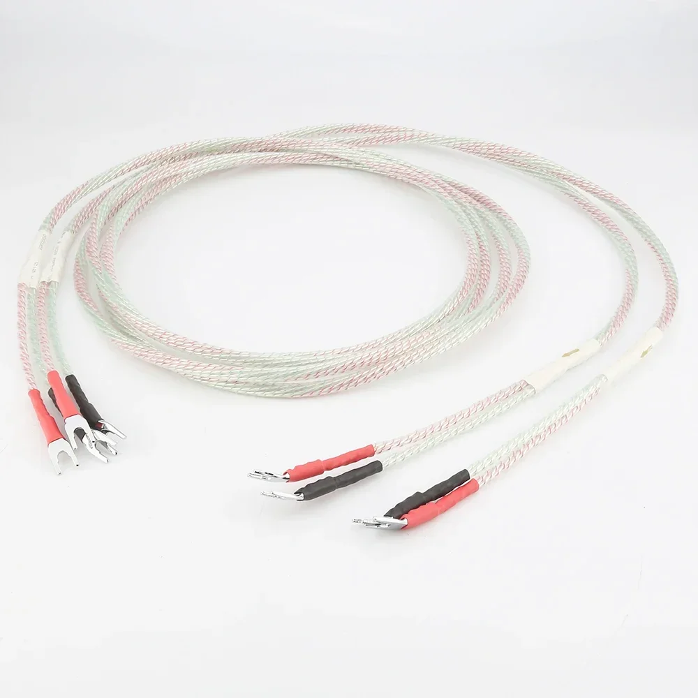 Par de cables de altavoz HIFI, conector de pala con conector banana a banana, Cable de Audio para altavoz