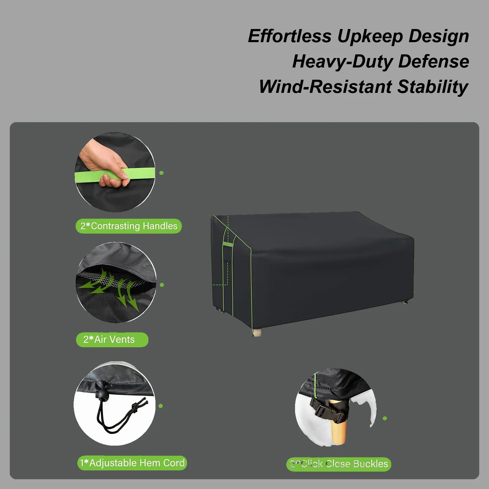 

Outdoor Loveseat Cover Weather Resistant Furniture Protector 2-Seater Heavy-Duty Garden Loveseat Cover For Garden Yard Lawn