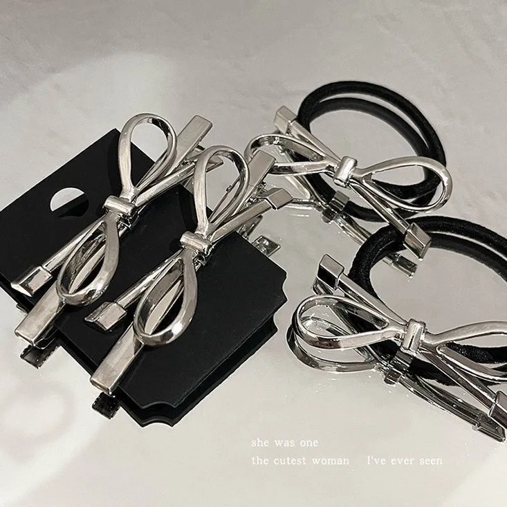 

Silver Bow Metal Side Hair Clip for Women Bangs Clip High Quality Versatile Hair Pin Headwear New Design Side Clip