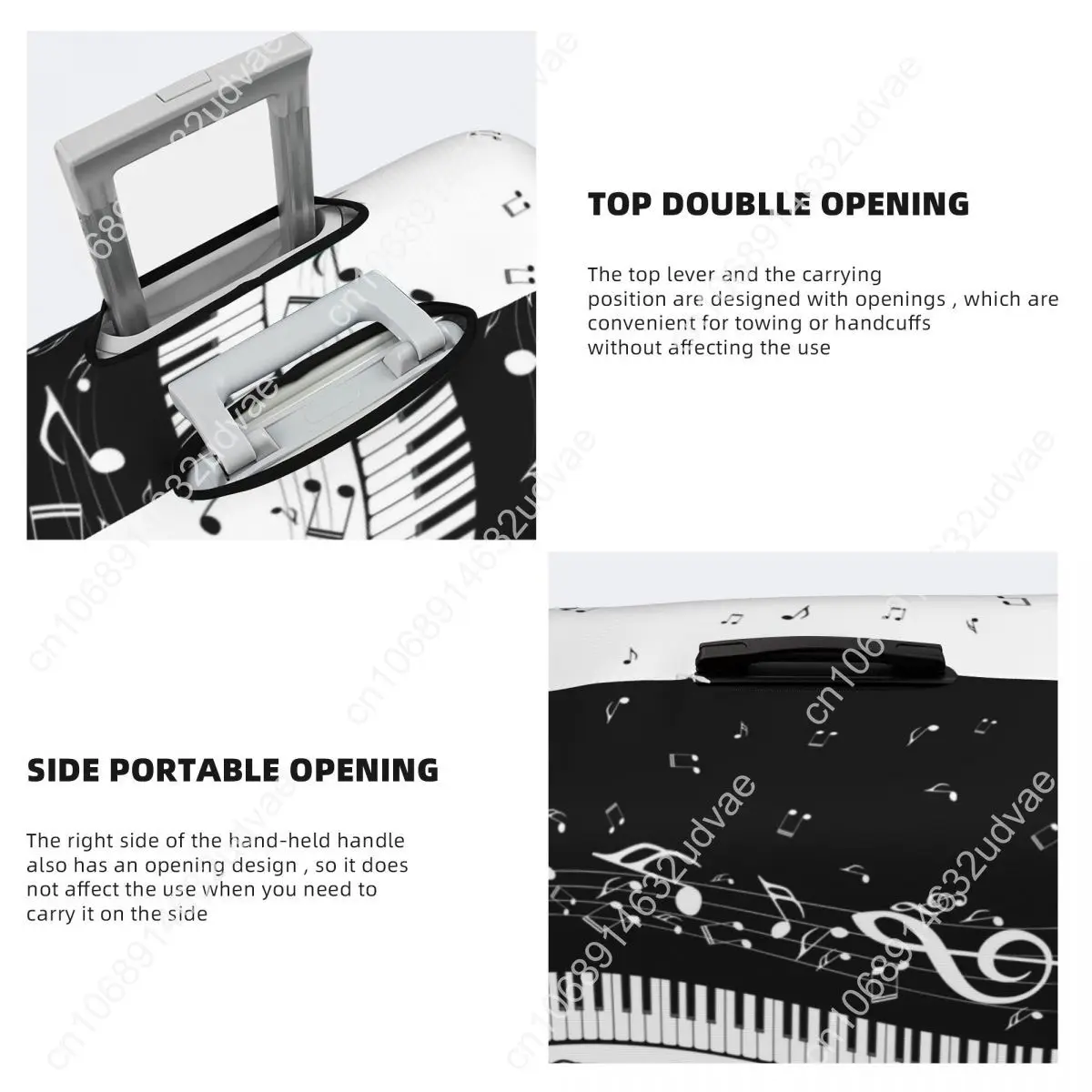 Capa de bagagem personalizada com teclas de piano, notas musicais, capa protetora de mala engraçada, terno para 18-32 polegadas