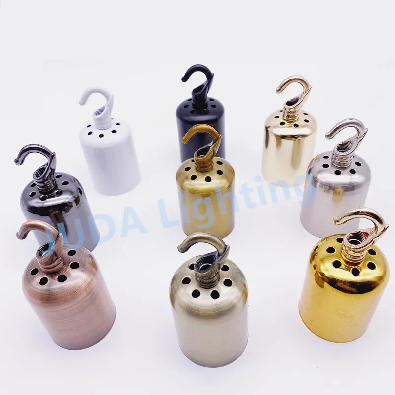 High temperature resist Vintage E27 socket ceramic lamp holder E27 screw lamp holder with hook Retro led pendant light lamp base