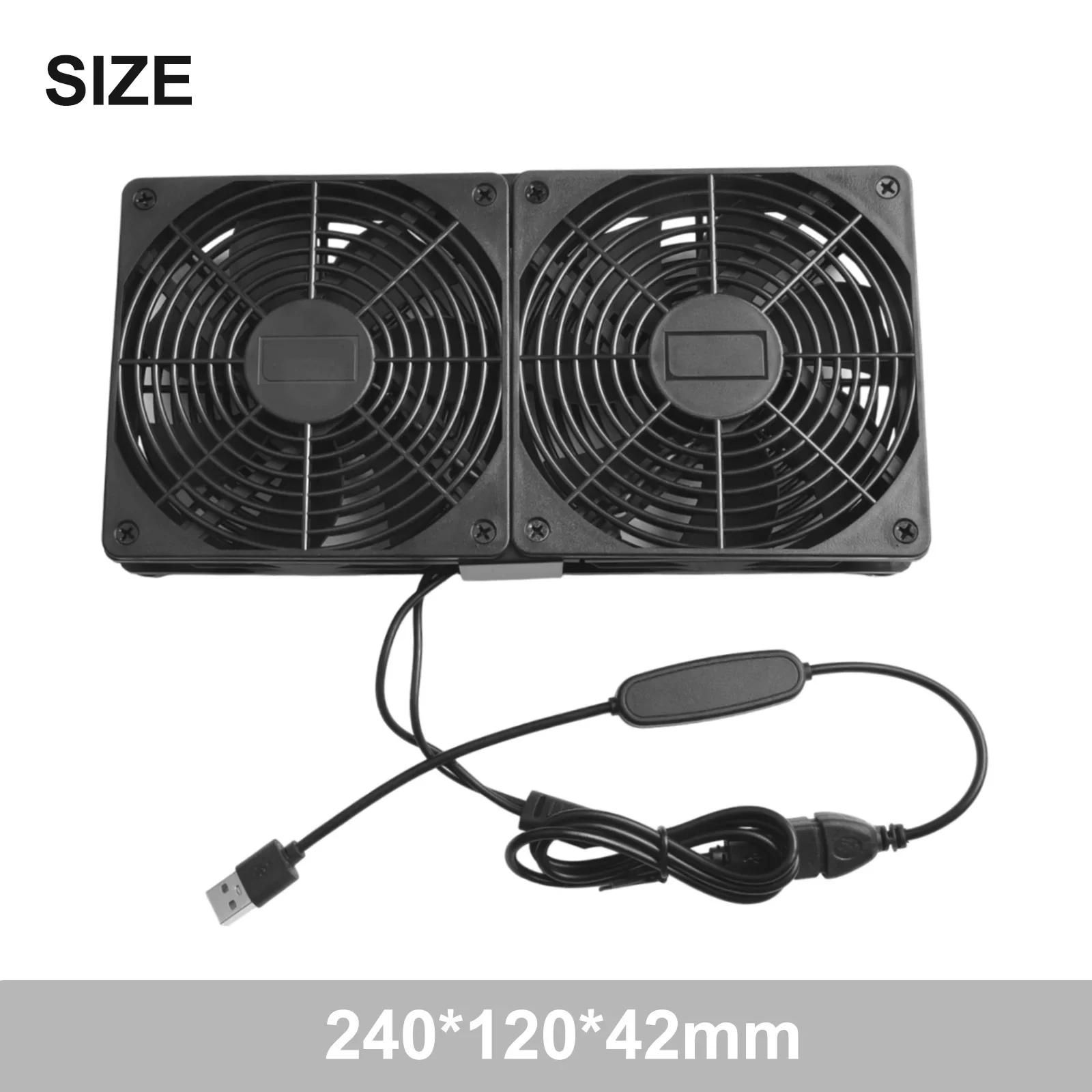 Ventilador alimentado por USB de 5V, ventilador con enrutador USB de 120mm para el hogar y la Oficina, flujo de aire de 100CFM, 2000RPM a 2300RPM, 27dB, nivel de ruido, alimentación USB de 5V