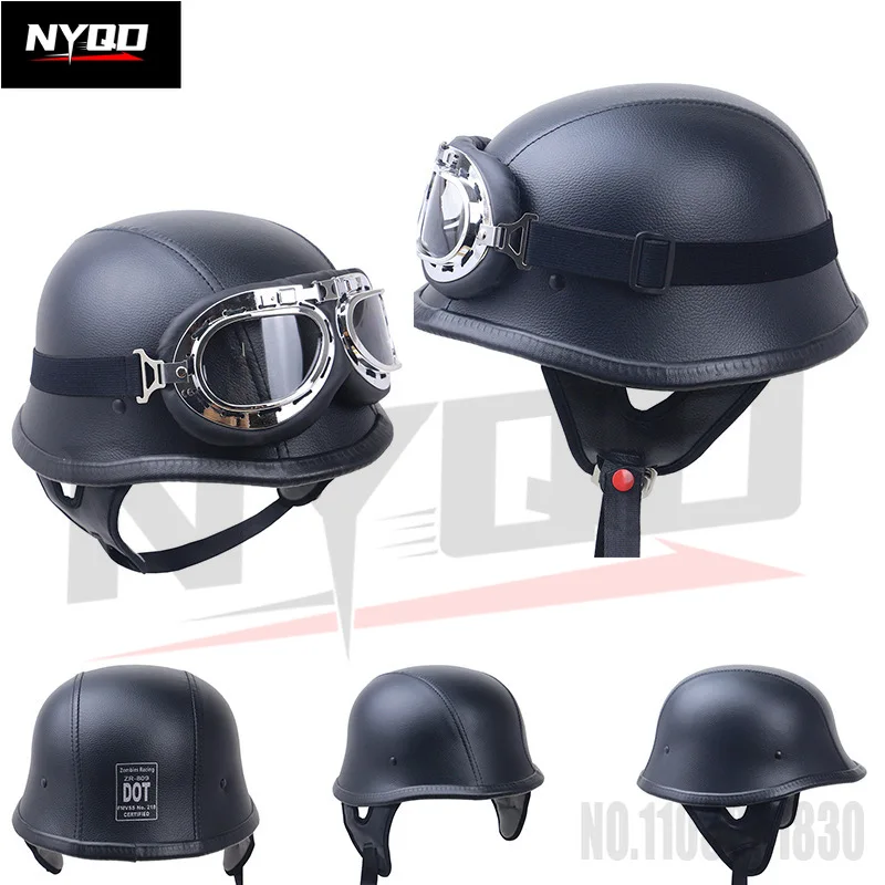 레트로 오토바이 가죽 헬멧, DOT 인증 하프 헬멧, 여름 전기 자전거 헬멧, 809 카스코 모토