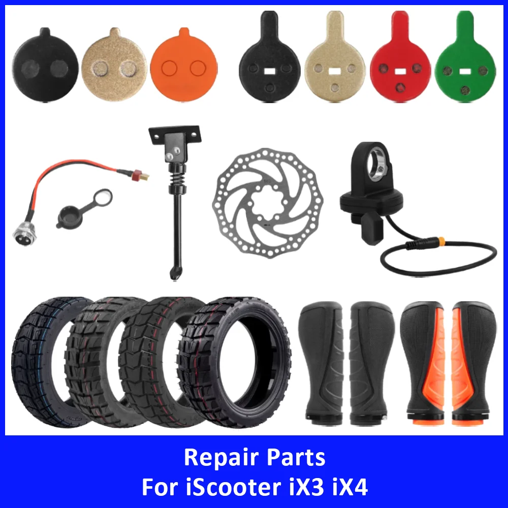 Peças de Reposição para iScooter iX3 iX4: Suporte de Acelerador, Pastilhas de Freio, Disco de Freio 140mm, Capa de Manopla, Porta de Carregamento, Pneu 10x2.75-6.5