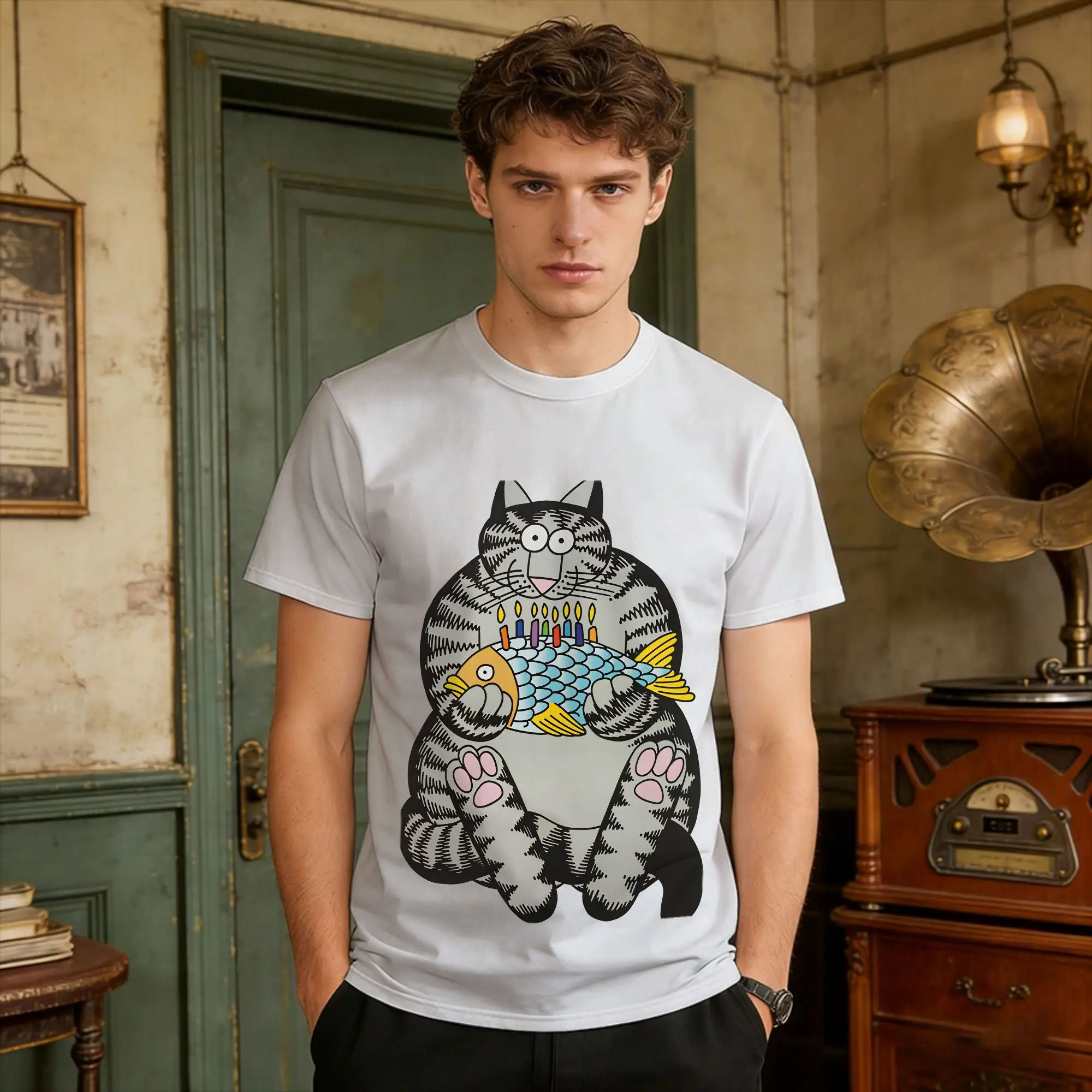 Ryan Gosling Cat Golden Gate Bridge Cat Cotton T Shirt For Mens Summer Project Hail Mary Fun T Shirts Oversize Hot Sale Clothing