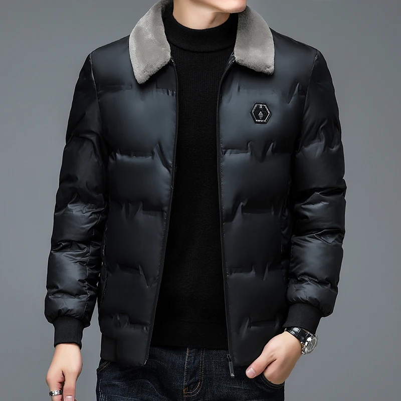

Men's Fur Collar Cotton Coat, Men's Top, Warm Cotton Clothing for Winter Business