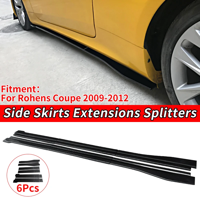 ABS Glossy Black Car Accessories Side Skirts Body kits Side Bumper Skirts Extention Lip Chin Spoiler For Rohens Coupe 2009-2012