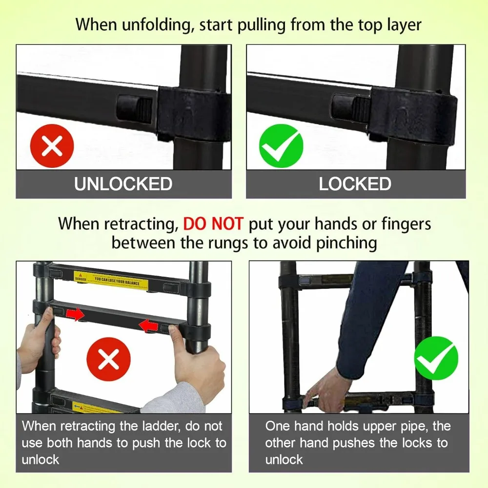 多目的アルミ製伸縮はしご 16.5フィート/5メートル テレスコピック EN131規格 家庭用および建築メンテナンス、庭園用