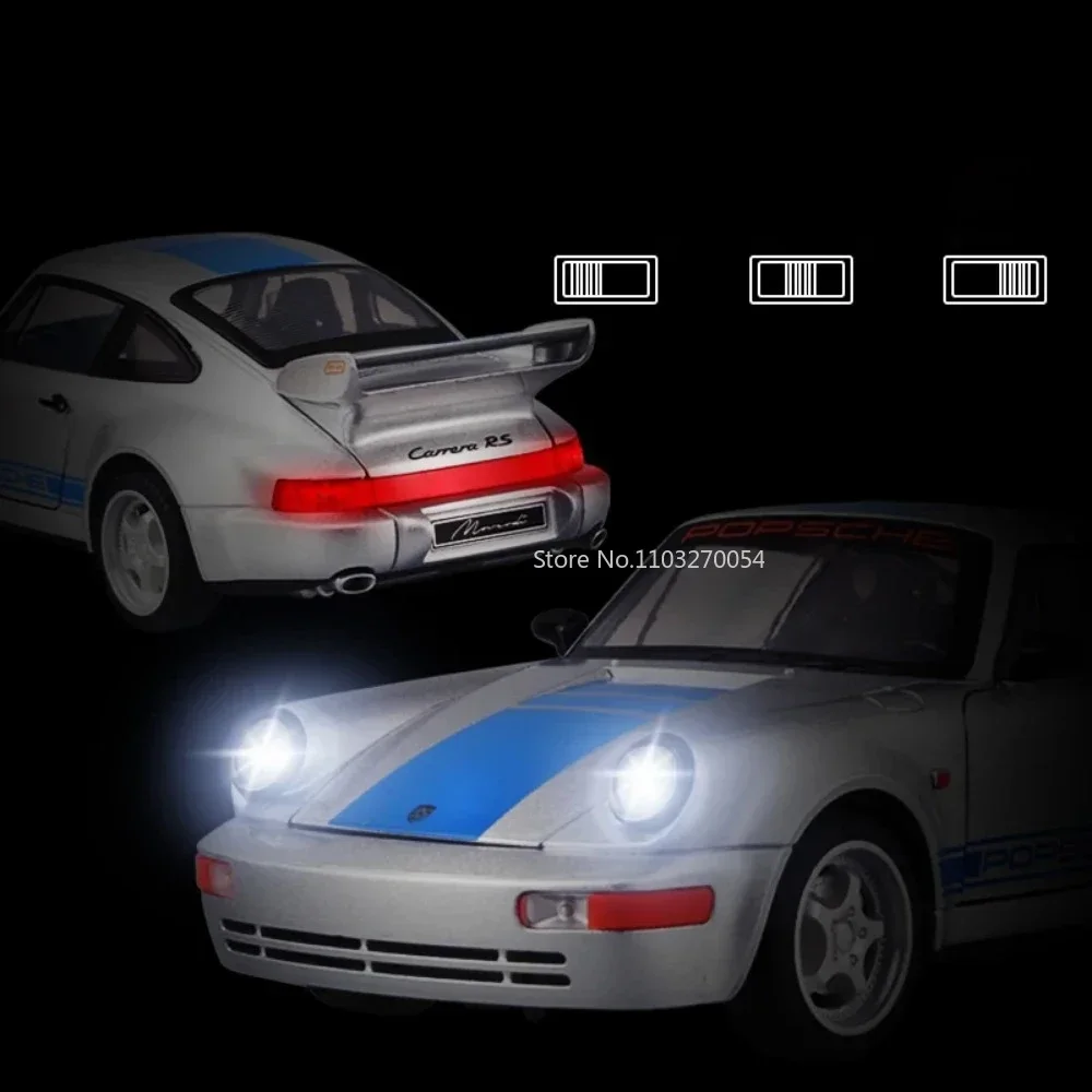 1/24 911 964 Simulation Alloy Model Car Toy Diecast Metal with Sound Light Classic Supercar Decoration Children Gifts Collection