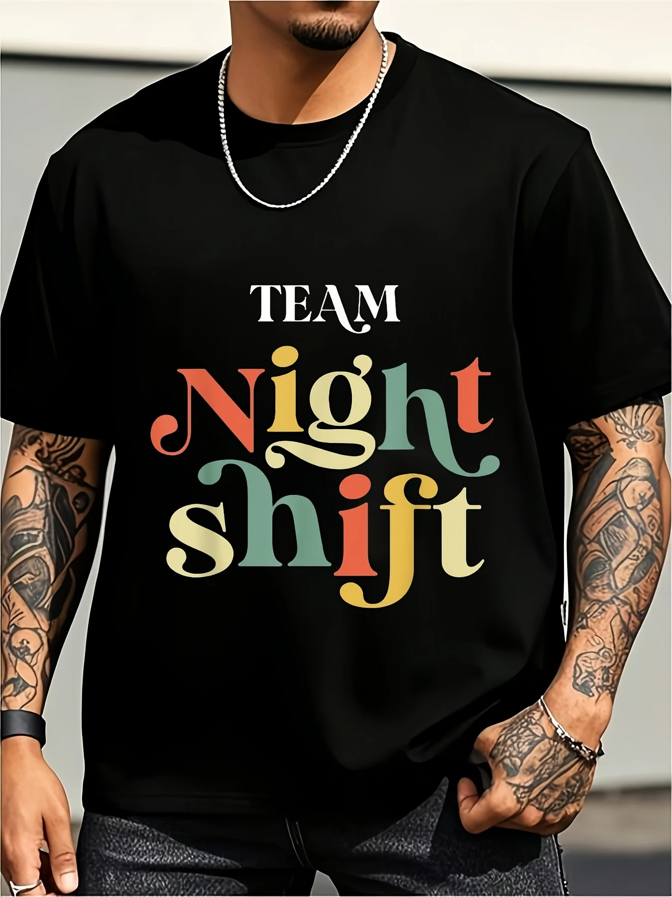 Team Night Shift Nurse Icu Nurse Team Intensive Care Trauma Nursing T-Shirt Black Plus Size Vintage Casual Round Neck Printed T-Shirt Unisex, Plus Size