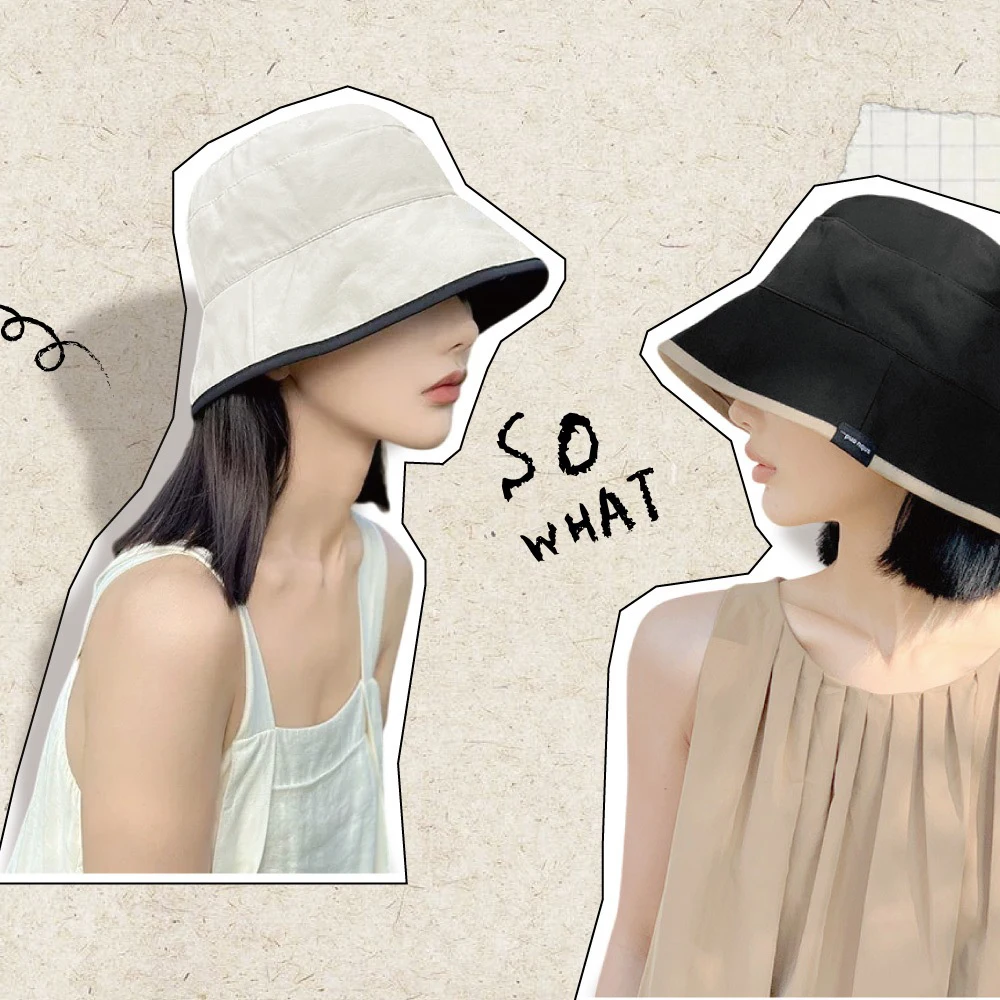 

Spring Summer Double-Sided Bucket Hat Breathable Anti-UV Beach Cap Portable Foldable Sun Hat Women Men