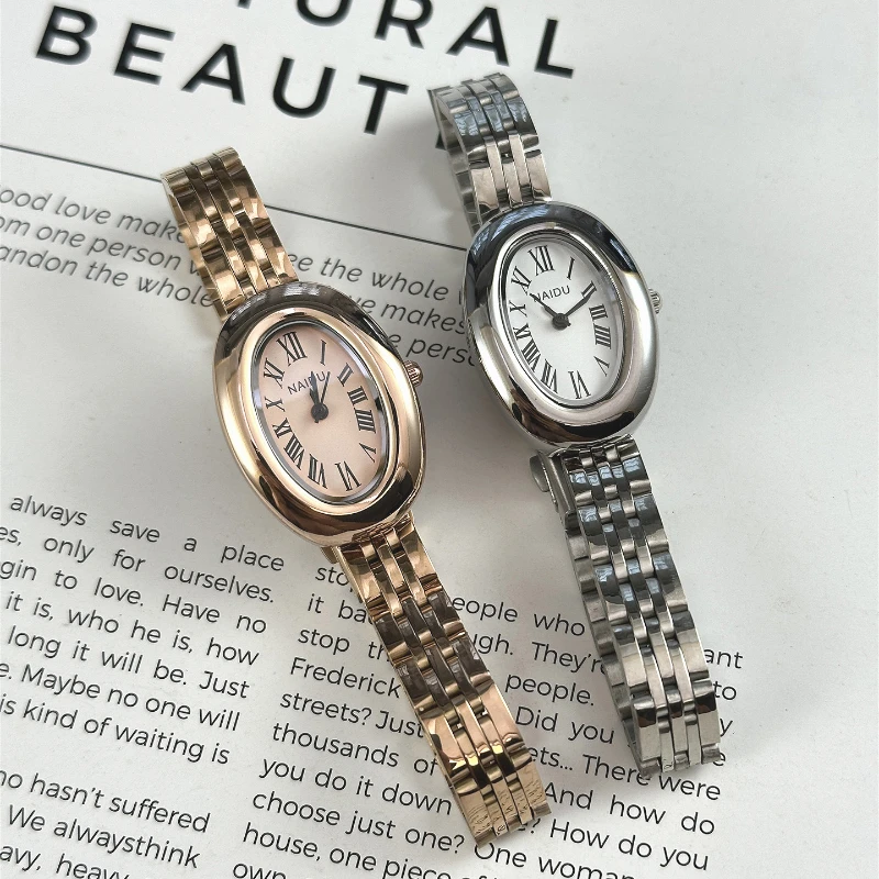 Top marque femmes cadran ovale petite montre mode bracelet en acier réglable montre-bracelet à Quartz Relogio Feminino cadeaux livraison directe