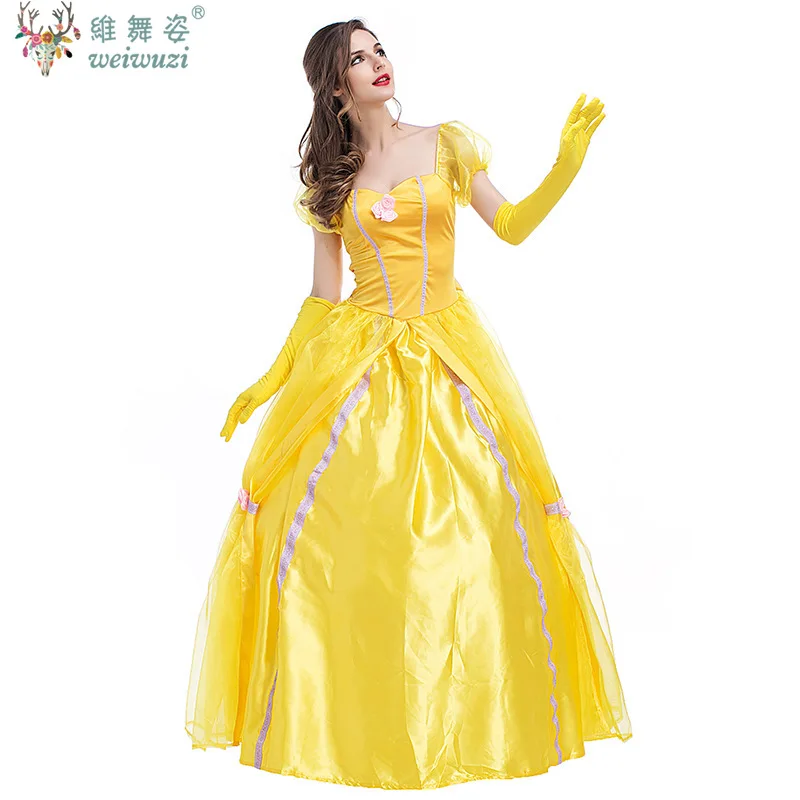 Belle la Belle et la bête robe longue jaune Costume d'halloween Belle robe de princesse mascarade carnaval adulte Belle rôles Costume