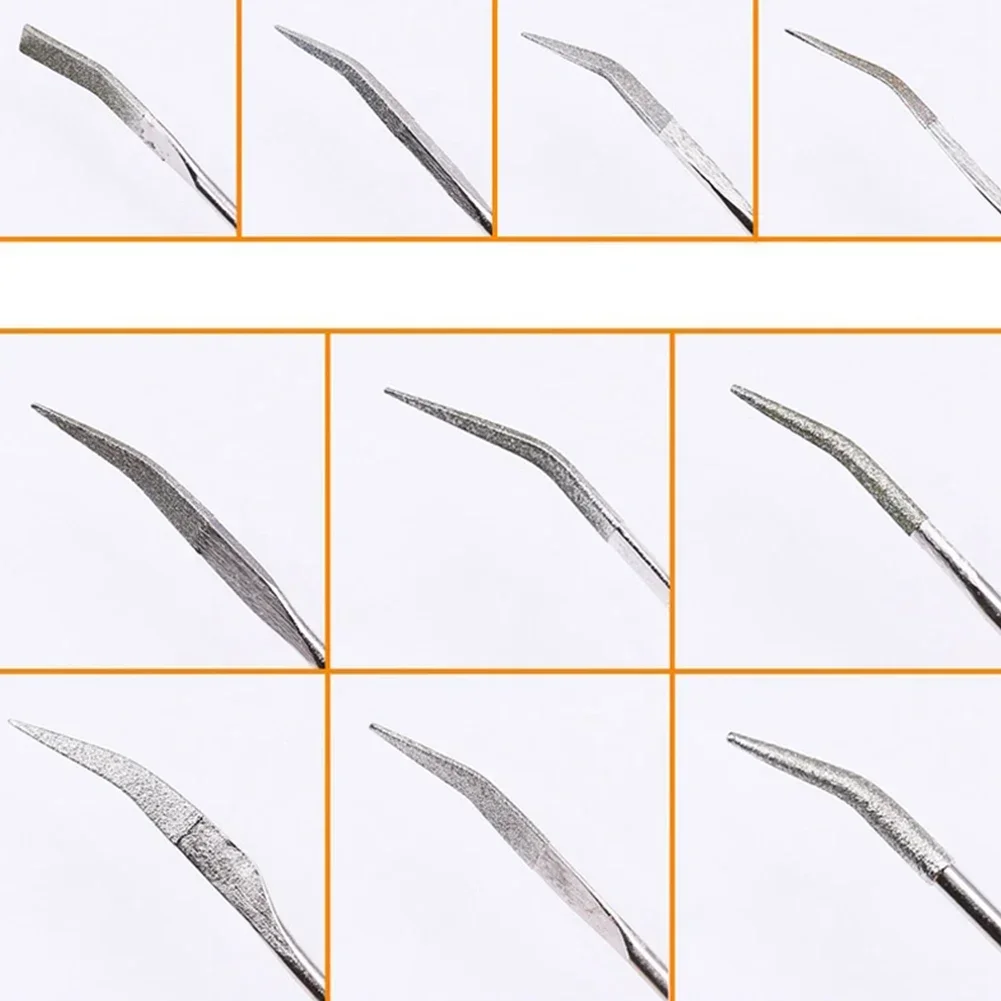 Diamond File Set Needle File Set Elbow Curved File Bend Head Mini Needle File For Stone Glass Metal Carving Craft High Quality