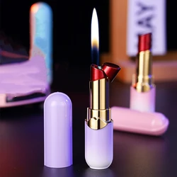 Mini Cute Lipstick Lighter Open Flame Butane Gas Lighter Exquisite Portable Ladies Lighter Cigarette Accessories Small Gifts