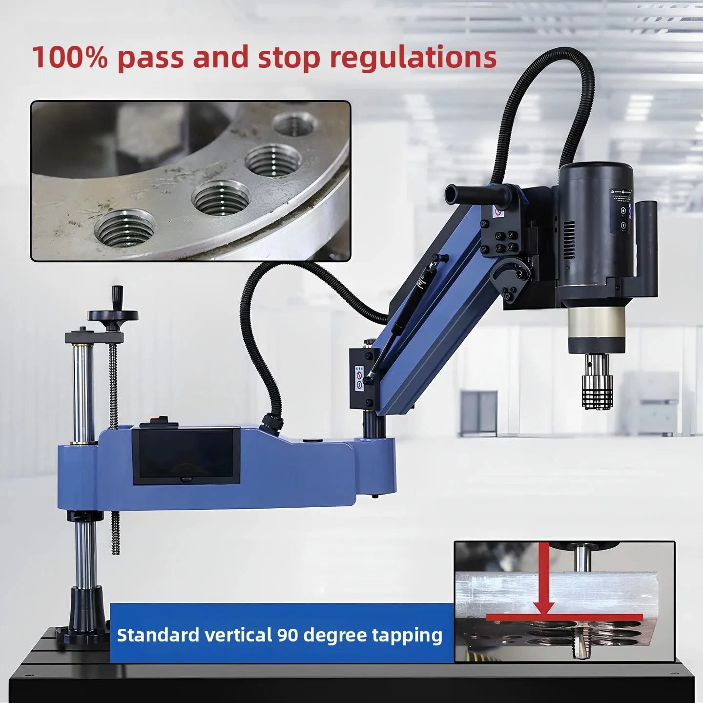 220V Electric Servo Tapping Arm Machine Radial Threading M3-M48 M12 M16 M20 M36 Automatic Tapper