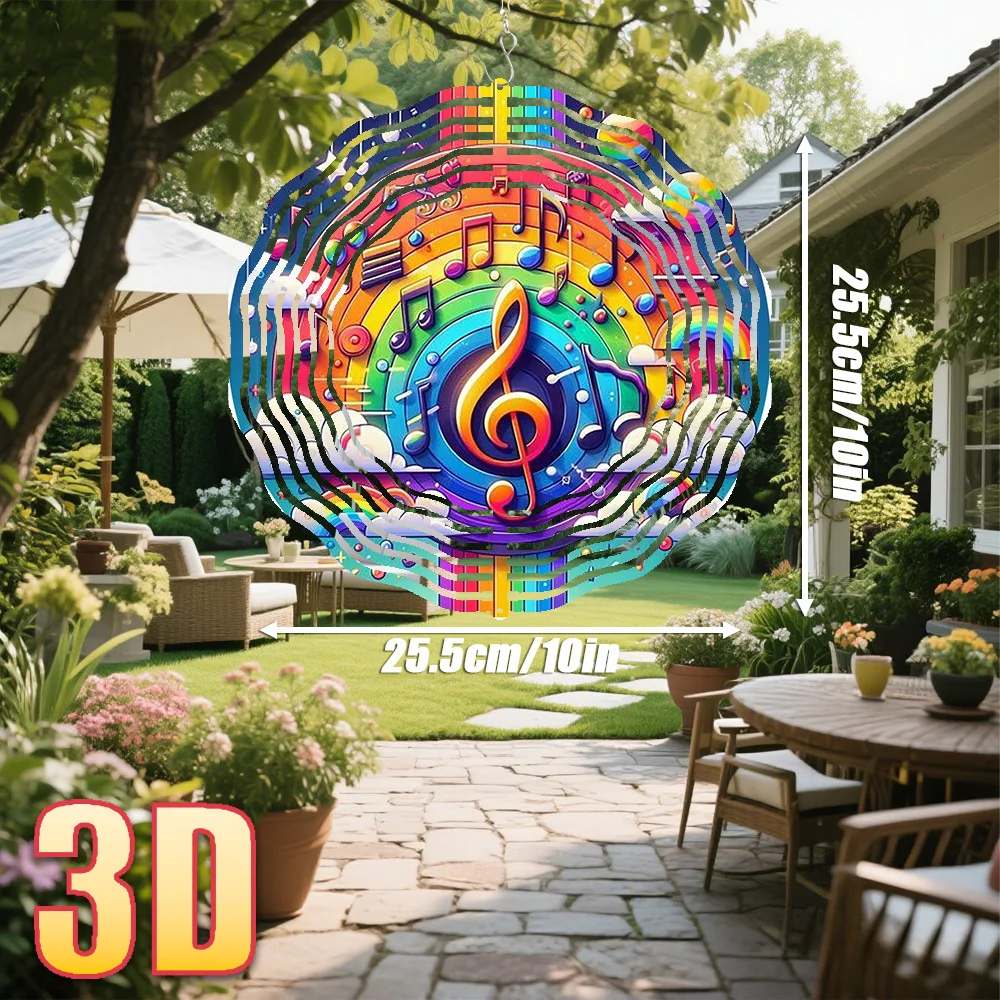 CIFBUY Colorful Music Notes Rainbow Aluminum Wall Art 10x10in Waterproof Decor for Home Garden Patio