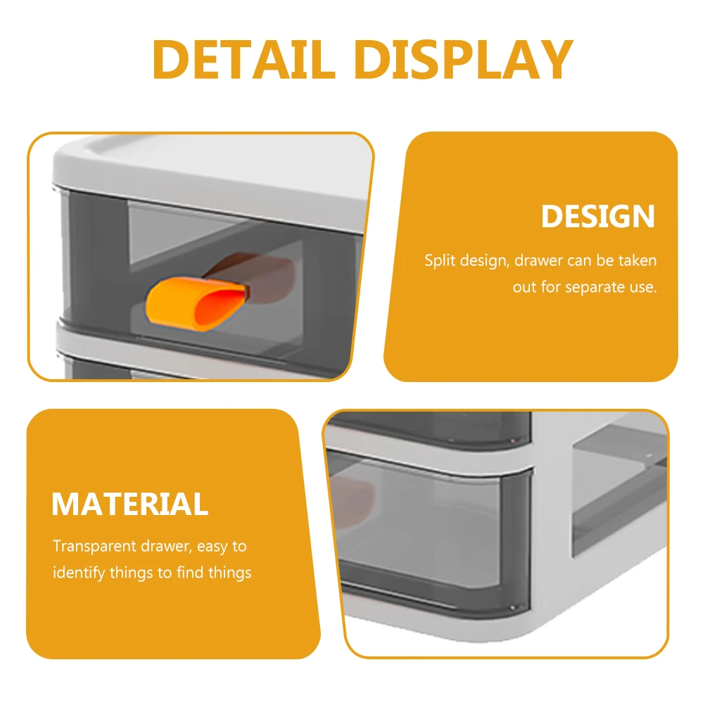 

Drawer Style Storage Box Transparent Household Container Desktop Organizer Three-Layer Locker For Cosmetics Office