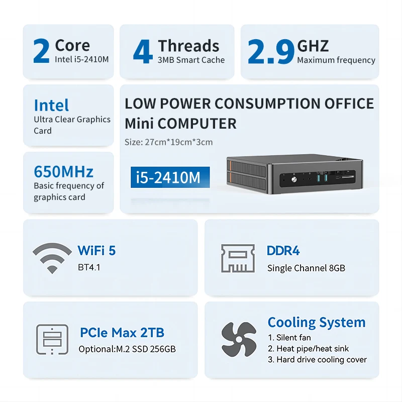 Imagem -04 - Bolunshuai-mini pc Intel Core i5 gb 16 gb 128 gb 256 gb Ssd Computador Desktop Dual Band Wifi bt Brand New