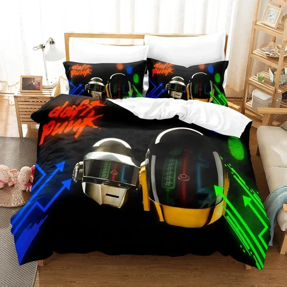 2024 Hip Hop Daft Punk Adult Boys Cartoon Anime 3 Piece Set Kawaii 3D Duvetcover Sets Casal Bedding New