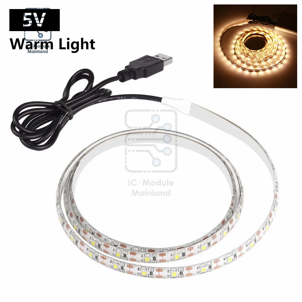 DC 5V USB LED Strip 2835 White Warm White LED Strip TV Background Strip Home Decoration Light 1.6M LED Strip Light