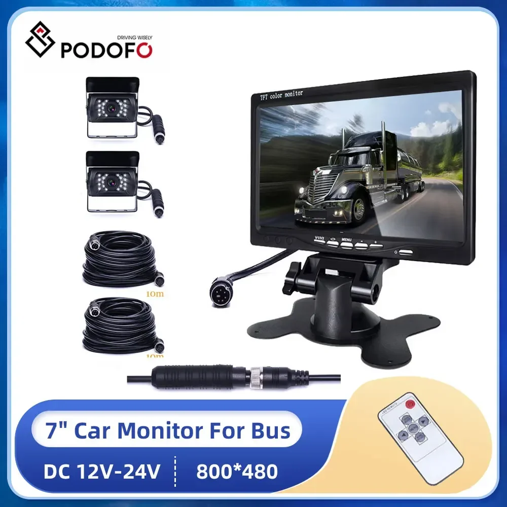 Podofo Car Monitor DC 12V-24V 7