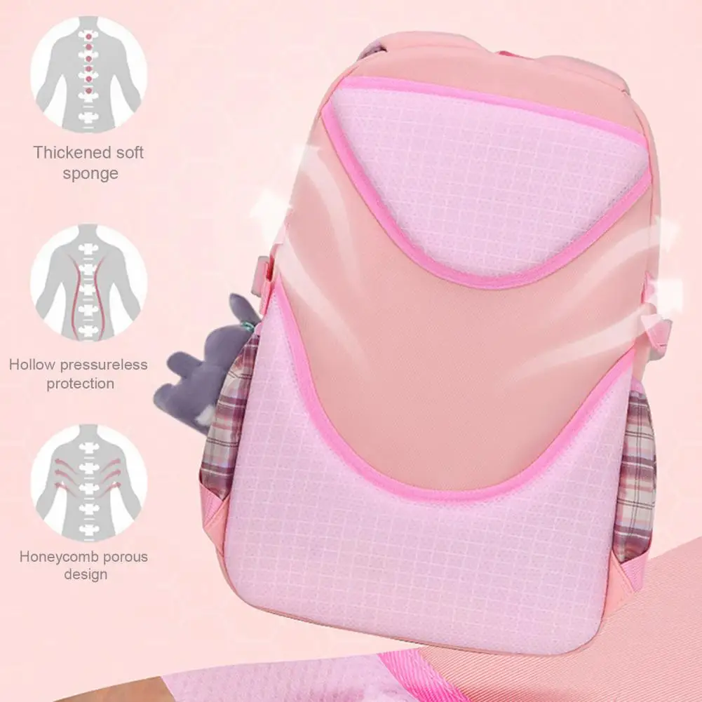 Sac à livres résistant à l'usure, utile, Portable, spacieux, capacité, sac d'école pour filles mignonnes, motifs d'animaux de dessin animé pour l'école, 6-12 ans