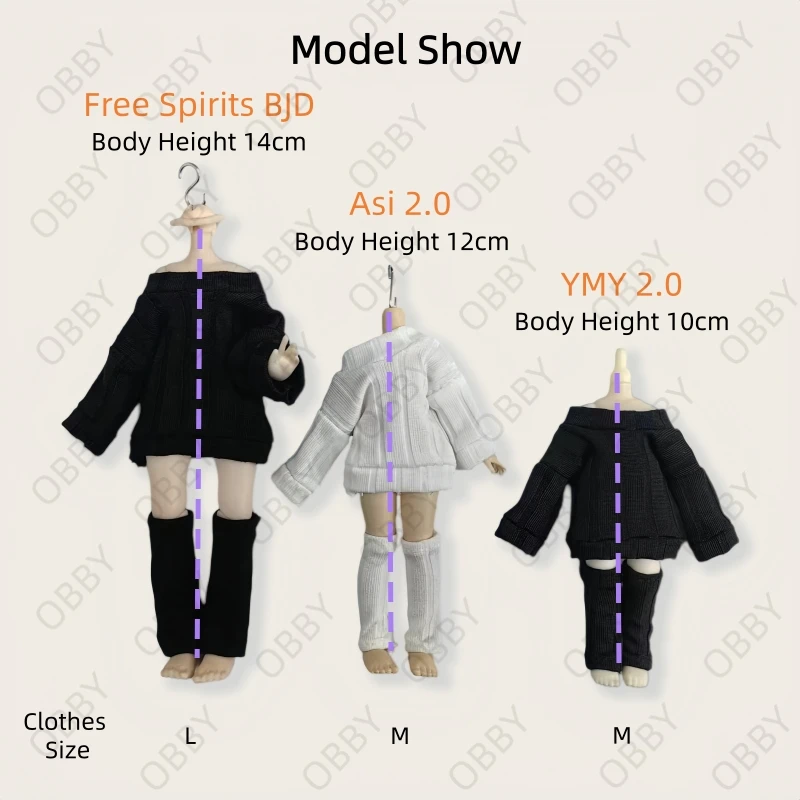 For Obitsu 11 Cute Oversized Off-shoulder Dress Legwarmers For 1/12 BJD OB11 YMY GSC Molly Body Doll Cloth Doll Outfit Clothes