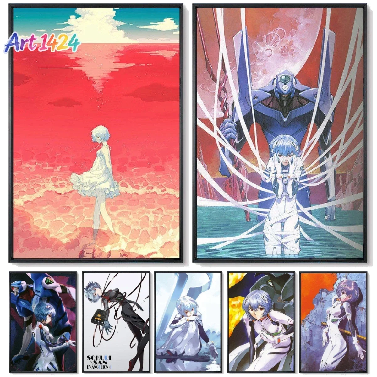 Anime Neon Genesis Evangelion Ayanami Rei Ungerahmtes Leinwand-HD-Poster Wandkunst für Schlafzimmer, Spielzimmer, Wohnzimmer, Heimdekoration