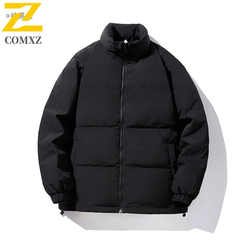COMXZ Classic Stand Collar Men Down Jacket Casual Hiking Travel Cold Resistant Parka Daily Style Thickened Warm Winter Down Coat