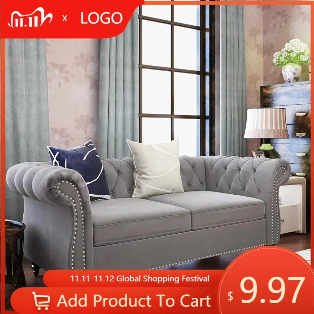 

Sofa with 2 Seats, Accent Rolled Arms and Nailheads Sofas, Loveseat Sofa with 2seats