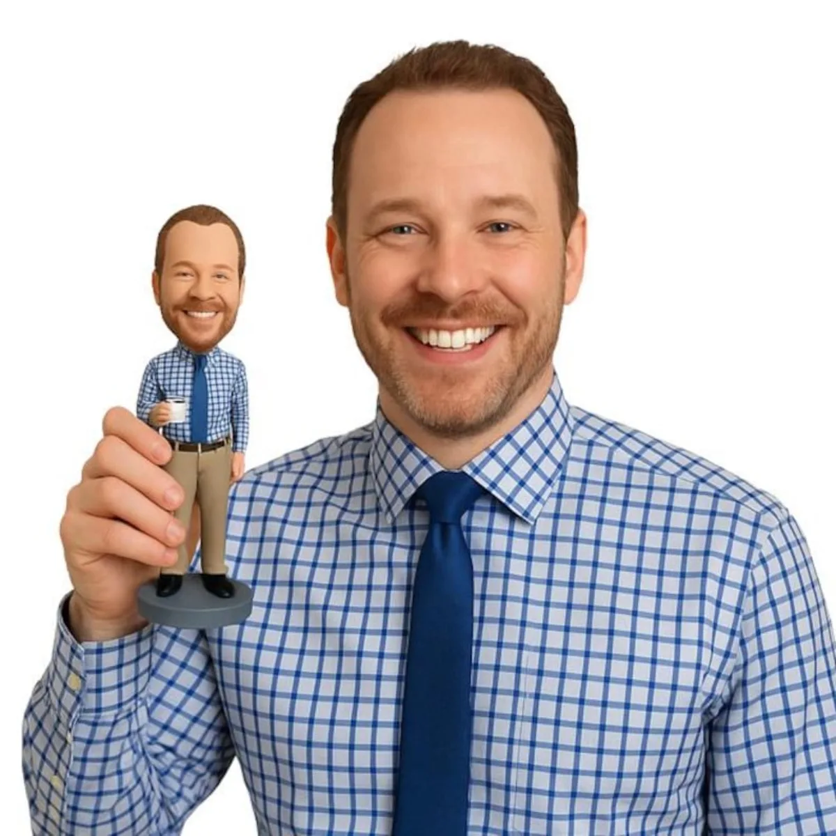 

Custom Bobblehead From Photo Handmade Clay Figurine Personalized 3D Figure Gift For Husband Boyfriend Dad Keepsake