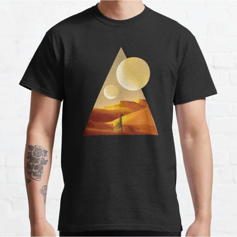 

Dune with sandy landscape and moons Vintage sic fi Gift t shirt for man Large size Tops S-6XL 100% cotton printed mens Clothes
