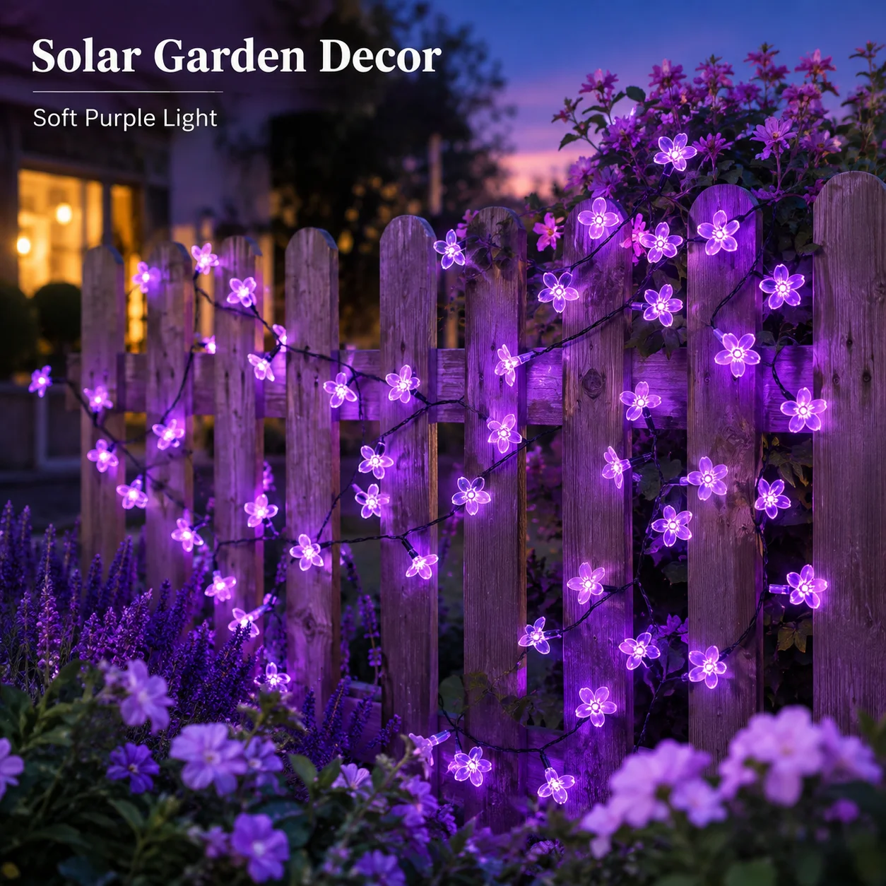 Solar Cherry Blossom String Lights 5M/7M/12M/22M 20-200LED 8 Modes Purple Flower Fairy Lights for Garden Patio Christmas Decor view 5