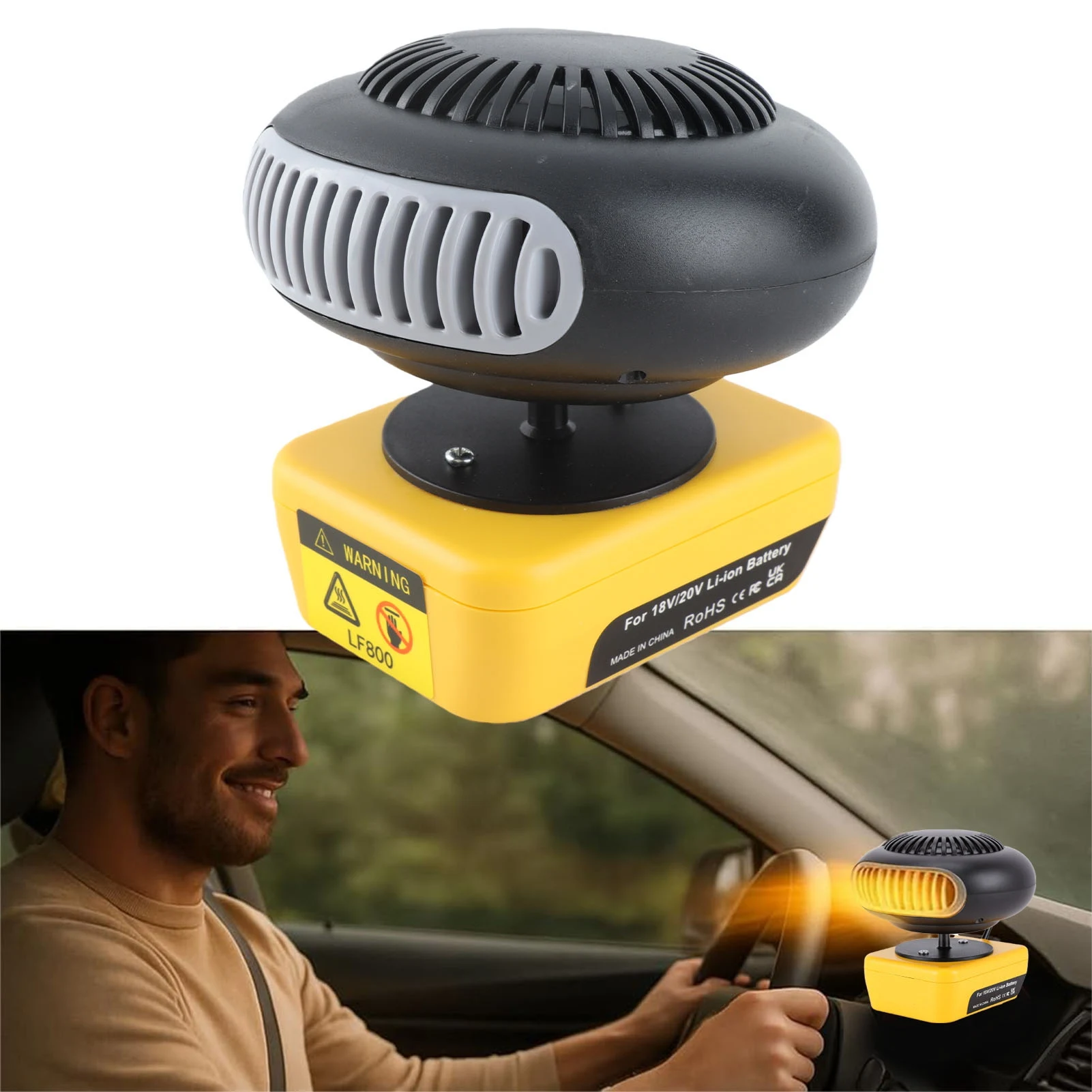Portable Space Heater for DCB203 Li Ion Battery Smart Constant Temperature Small Cordless Warmer 200W 2 Level 360 Degree