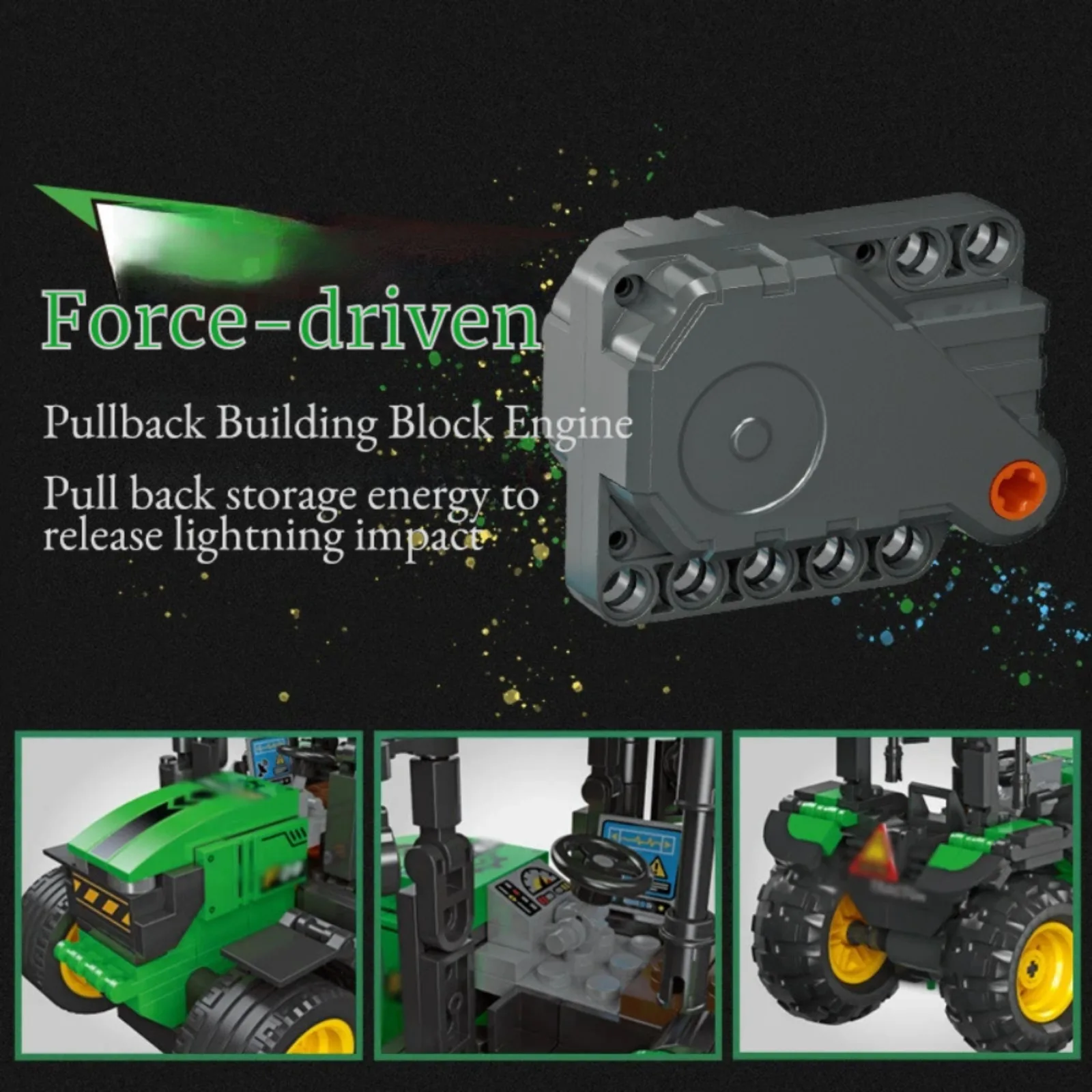 MOC Technical Parts Pull Back Motor 6x3x5 Building Blocks Compatible with  12799 12787c01 Car Vehicle Inertia Motor